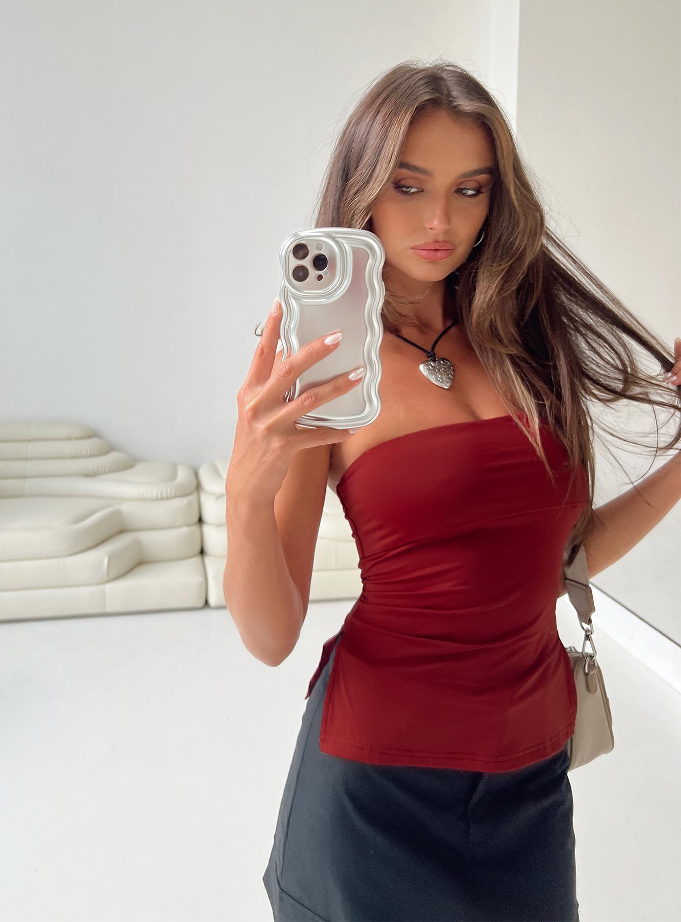 Strutter Strapless Top Burgundy - Image 7